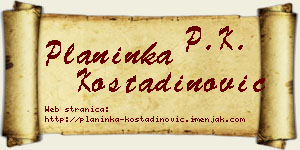 Planinka Kostadinović vizit kartica